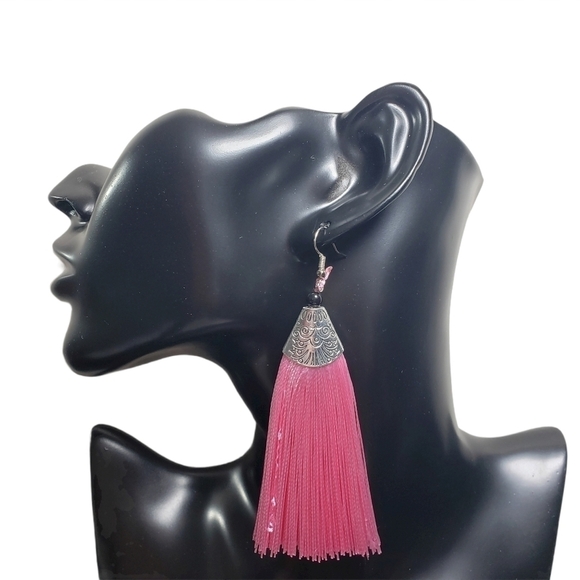 Fashion Jewelry Pink French Hook Tassel Earrings - Picture 1 of 6